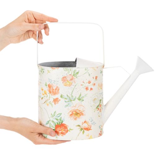 Annaffiatoio decorativo vintage in metallo con motivo a rose, decorazione estiva per il giardino, annaffiatoio nostalgico, H31,5 cm | Floristik24.it