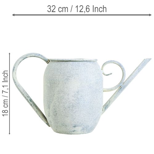 Annaffiatoio decorativo vintage in metallo bianco e blu, 32x11x18 cm, accessorio decorativo. | Floristik24.it