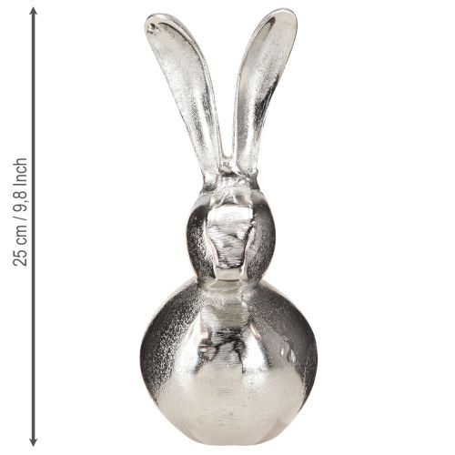 Prodotto Coniglio decorativo in metallo pasquale in argento rotondo Ø12cm H25cm