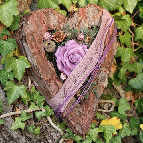 Floristik24 Cuore decorativo aperto in corteccia di pino, decorazione autunnale per tomba 30×24cm