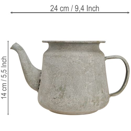 Teiera decorativa in metallo, stile vintage, grigia, 24×14×14 cm, stile shabby chic retrò | Floristik24.it