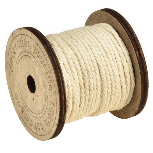 Prodotto Cordone decorativo in cotone crema, bobina di legno Ø2mm da 16 m ciascuno, 2 pezzi