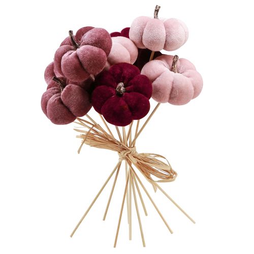 Prodotto Zucca decorativa in tessuto zucca su bastone rosa bordeaux Ø7cm 9 pz