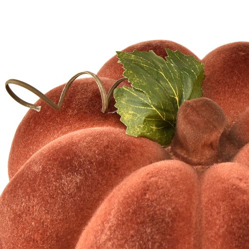 Prodotto Zucca decorativa floccata – decorazione da tavola autunnale in forte rosso marrone 20 cm 2 pezzi