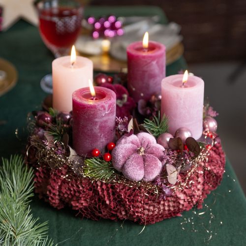 Prodotto Zucca decorativa in tessuto zucca su bastone rosa bordeaux Ø7cm 9 pz