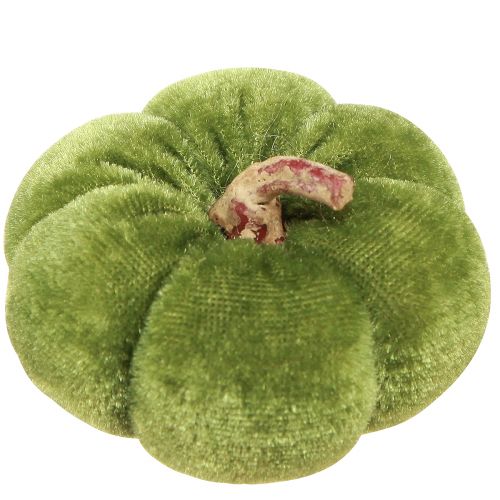 Floristik24 Zucche decorative realizzate in tessuto verde vellutato Ø7cm H4,5cm 9 pezzi