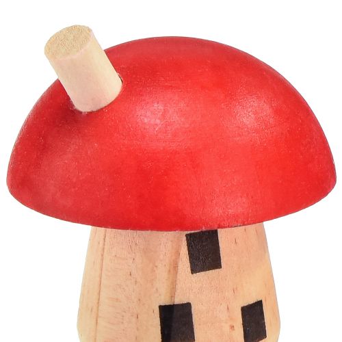 Prodotto Funghi decorativi casetta in legno rosso arancio decorazione in legno 6×5cm 6pz