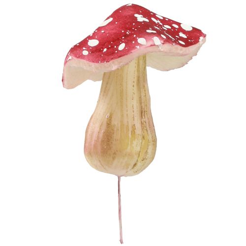 Prodotto Funghi decorativi rossi agarichi artificiali su filo 5,5/8 cm 12 pz