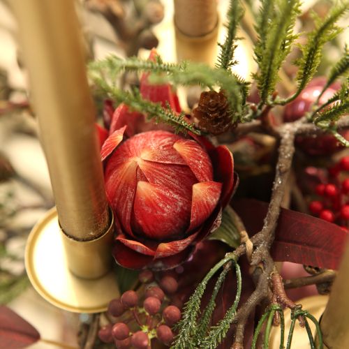 Prodotto Fiori artificiali decorativi Protea rosso-arancio 34 cm 3 pezzi