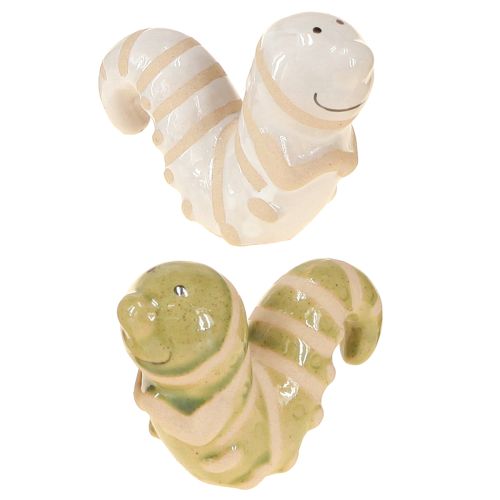 Floristik24 Divertente decorazione a forma di verme in ceramica, bruco, decorazione da appendere, vaso 9x6cm, 2 pezzi