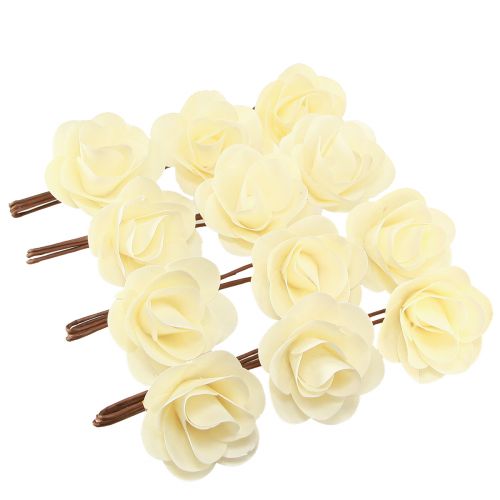 Prodotto Rose decorative rose artificiali color crema rose in legno Ø7,5 cm 12 pz