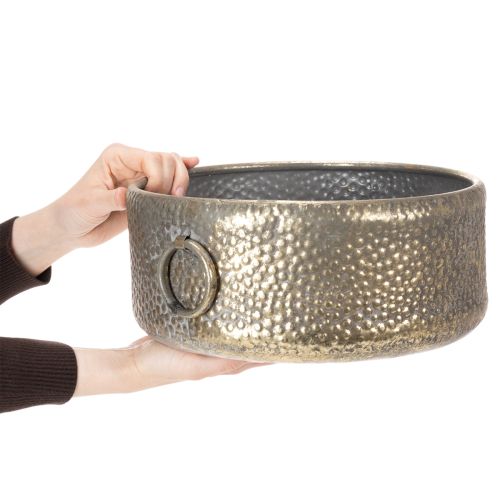 Prodotto Ciotola decorativa, effetto anticato, fioriera in metallo, dorata, Ø37/31cm, set da 2