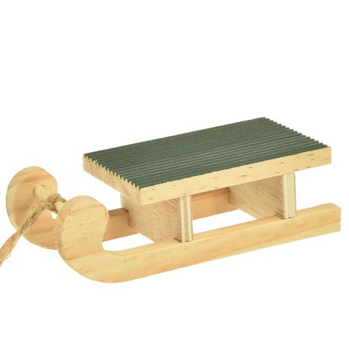 Prodotto Slitta decorativa in legno da appendere verde menta bianco 9,5 cm 6 pezzi