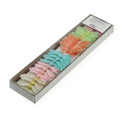 Prodotto Farfalle di piume su filo colorato 5,5 cm 24 pz