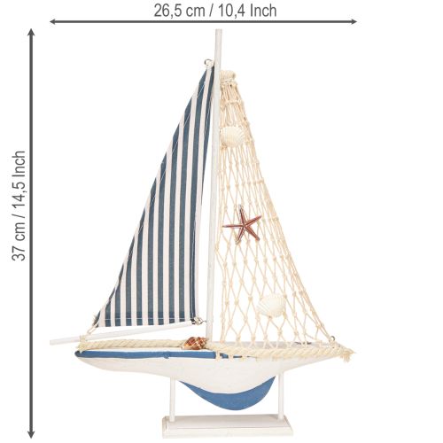 Prodotto Conchiglie decorative in legno per barche a vela bianche e blu L26,5cm H37cm