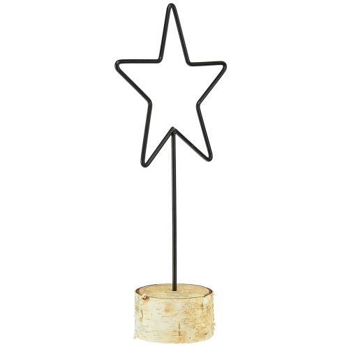 Prodotto Portacandele decorativi a stella su base in legno nero e naturale, 40 cm – elegante decorazione da tavolo 3 pezzi