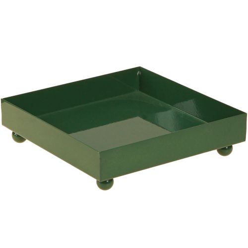 Vassoio decorativo quadrato in metallo verde 15×15cm 2 pezzi
