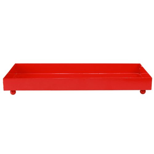 Prodotto Vassoio decorativo rettangolare in metallo rosso con piedini 30×15cm