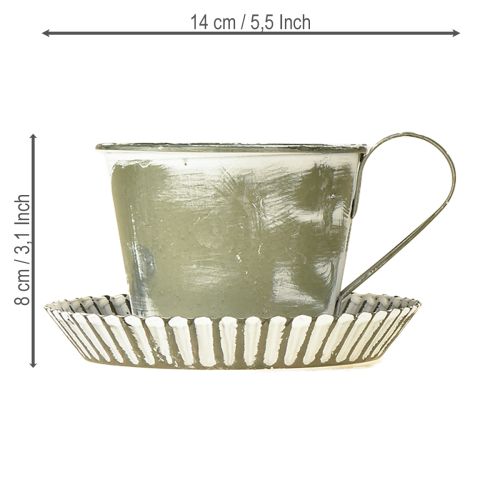 Prodotto Tazza decorativa in metallo bianco anticato Ø9cm H8cm 2 pezzi