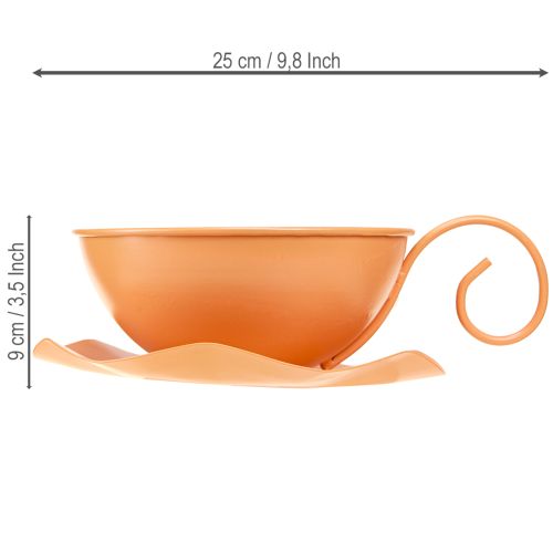 Prodotto Tazza decorativa Ø16cm H9cm con piastra in metallo, arancione, 2 pezzi