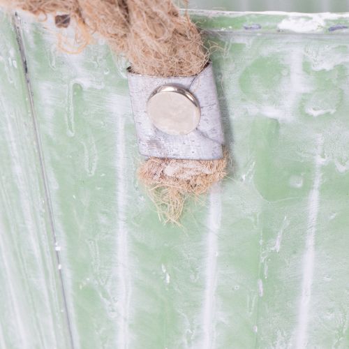 Prodotto Vaso decorativo, secchio in metallo per piantare, fioriera con manici, set shabby chic rosa/verde/giallo da 3 pezzi Ø15cm H13cm