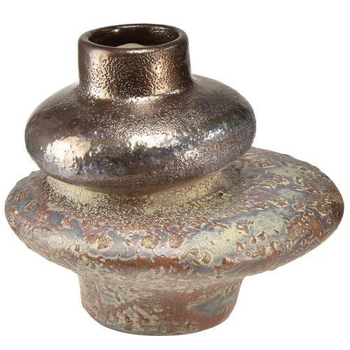 Vaso decorativo Vaso decorativo in ceramica dall&#39;aspetto metallico 19×18×16 cm