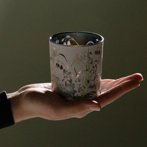 Prodotto Lanterna decorativa in vetro con motivo a foglia per eleganti accenti domestici, 8 cm, 4 pezzi