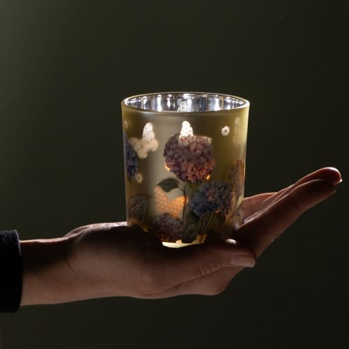 Prodotto Lanterna decorativa in vetro con motivo floreale per un tocco di stile alla casa, 8 cm, 4 pezzi.