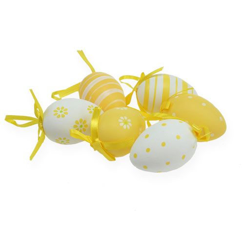 Uova di Pasqua decorative gialle, bianche assortite 6.5cm 12p