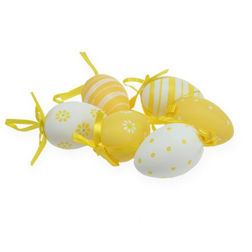 Floristik24 Uova di Pasqua decorative gialle, bianche assortite 6.5cm 12p