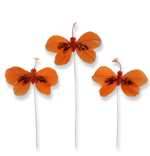 Floristik24 Farfalle decorative sul filo Arancione 9cm 36 pezzi