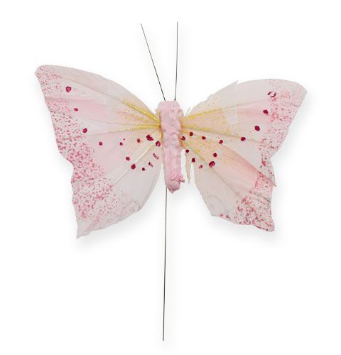 Floristik24 Farfalla Deco su filo pastello 8 cm 12 pezzi