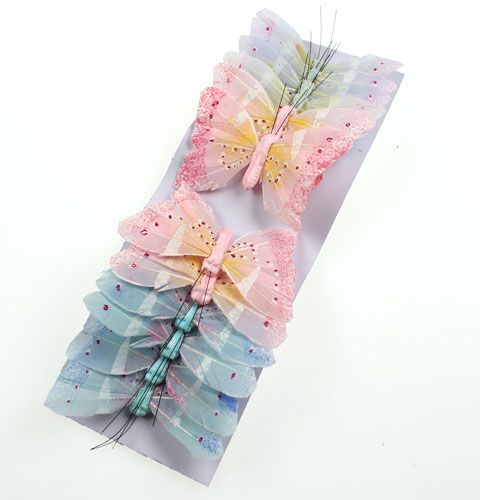 Floristik24 Farfalla Deco su filo pastello 8 cm 12 pezzi