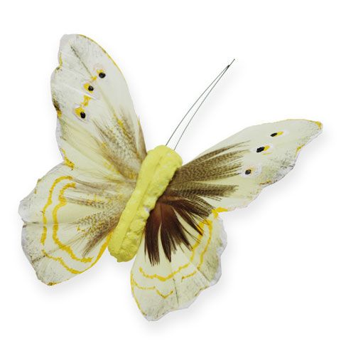 Prodotto Farfalla decorativa su filo giallo 8 cm 12 pezzi