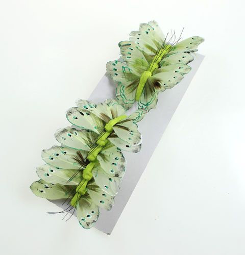 Floristik24 Farfalla Deco su filo Verde 8 cm 12 pezzi