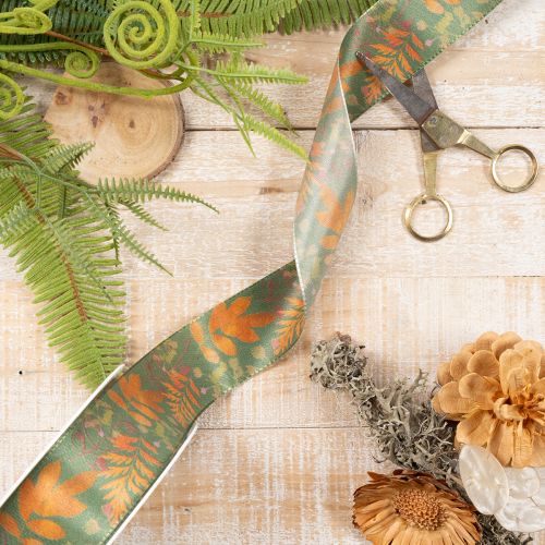 Nastro decorativo con motivo a foglie, decorazione autunnale, 40 mm x 15 m | Floristik24.it