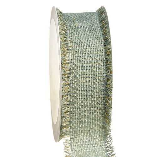 Floristik24 Nastro decorativo con frange nastro decorativo verde chiaro oro L40mm L15m