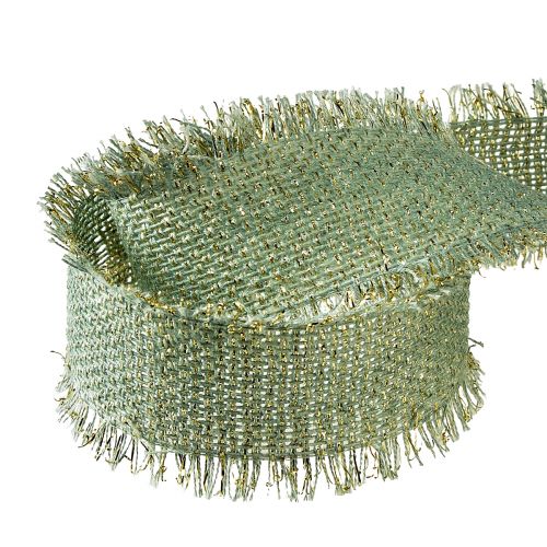 Prodotto Nastro decorativo con frange nastro decorativo verde chiaro oro L40mm L15m