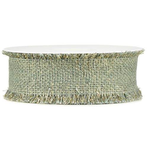 Prodotto Nastro decorativo con frange nastro decorativo verde chiaro oro L40mm L15m