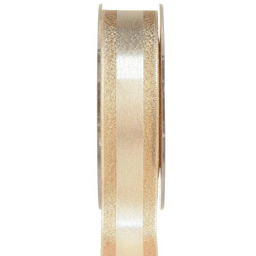 Floristik24 Nastro decorativo oro con glitter e strisce regalo nastro 25 mm 20 m