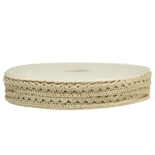 Prodotto Nastro decorativo Nastro decorativo in pizzo all&#39;uncinetto beige L9mm L20m