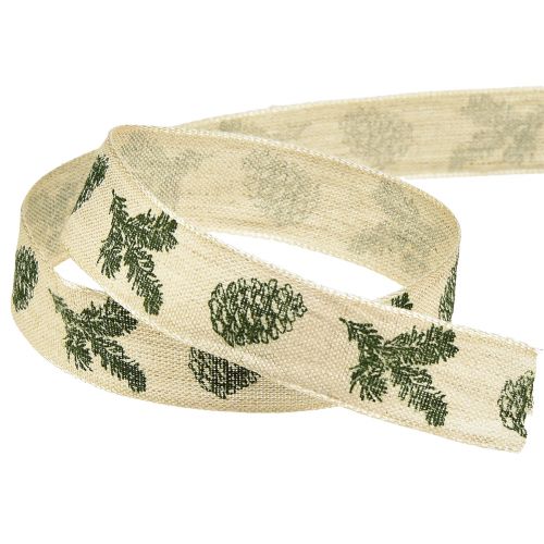 Prodotto Nastro decorativo con coni bordo filo verde crema L25mm L18m