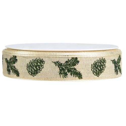Prodotto Nastro decorativo con coni bordo filo verde crema L25mm L18m