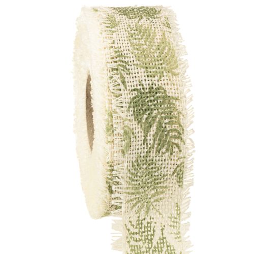Floristik24 Nastro decorativo foglie giungla nastro di cotone verde 30mm 15m