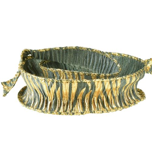 Prodotto Nastro decorativo in chiffon in verde/oro, larghezza 25 mm, lunghezza 15 m - ideale per confezioni regalo