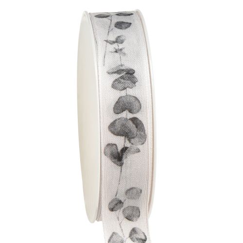Nastro decorativo nastro per gioielli eucalipto bianco grigio L25mm L20m