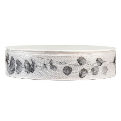 Prodotto Nastro decorativo nastro per gioielli eucalipto bianco grigio L25mm L20m