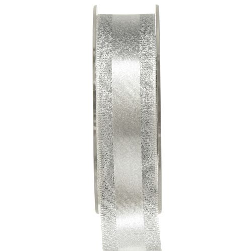 Prodotto Nastro decorativo argento con nastro regalo glitterato con strisce 25mm 20m