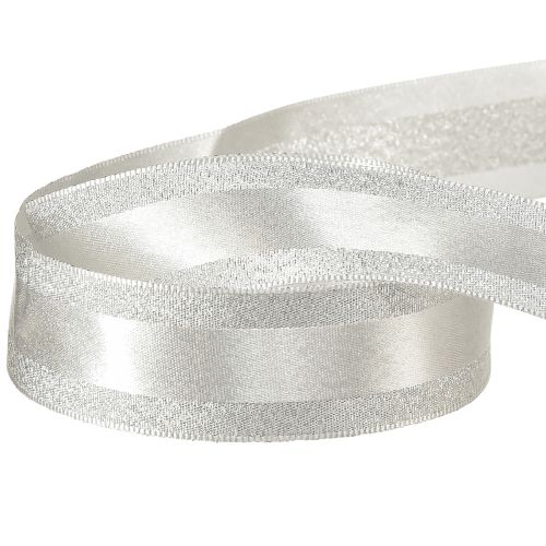 Prodotto Nastro decorativo argento con nastro regalo glitterato con strisce 25mm 20m