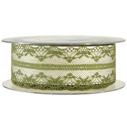 Prodotto Nastro decorativo in pizzo nastro di pizzo verde muschio 40mm 20m
